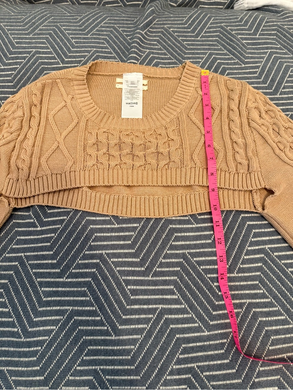 Anthropologie Textured Cable Knit Bolero, Balletcore Sweater - Beige, M - Picture 9 of 10